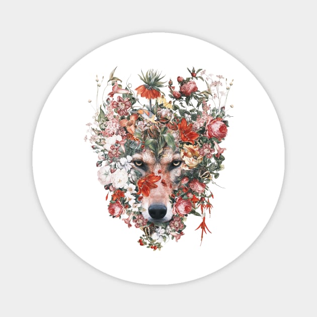 Flower wolf Magnet by rizapeker